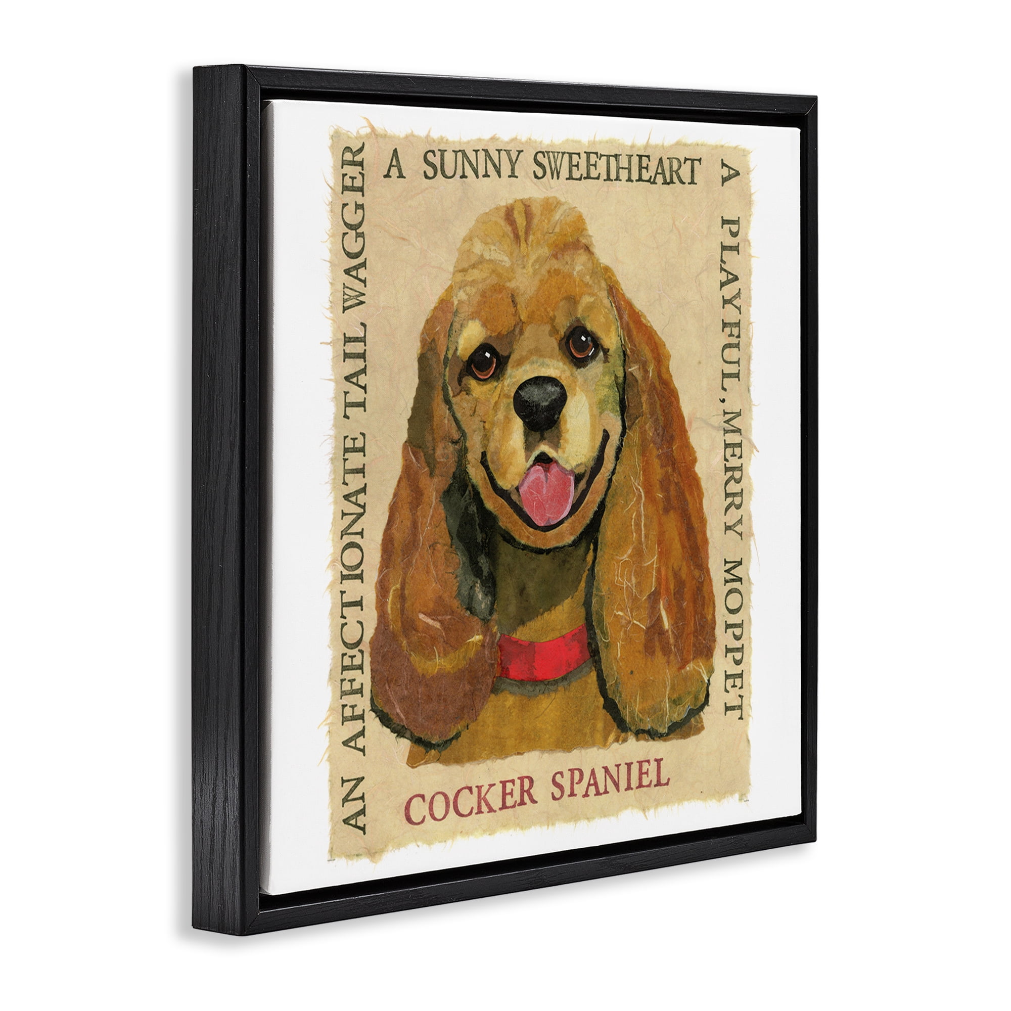 Stupell Industries Fun Cocker Spaniel Phrases Animals Painting Black Floater Framed Canvas Art Print Wall Art, 18 x 18