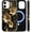 Gold Flower Black, variant on Pink Cherry Blossom Gold Marble Magnetic Phone Case for iPhone 16 6.1", Compatible with MagSafe Wireless Charging Shockproof Cover, Romantic Floral Protective Case Hard PC TPU 2 in 1