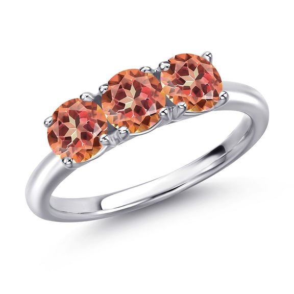 Gem Stone King 925 Sterling Silver Ecstasy Mystic Topaz Engagement Ring for Women | 3.00 Cttw | Round 5MM | Gemstone November Birthstone | Size 9