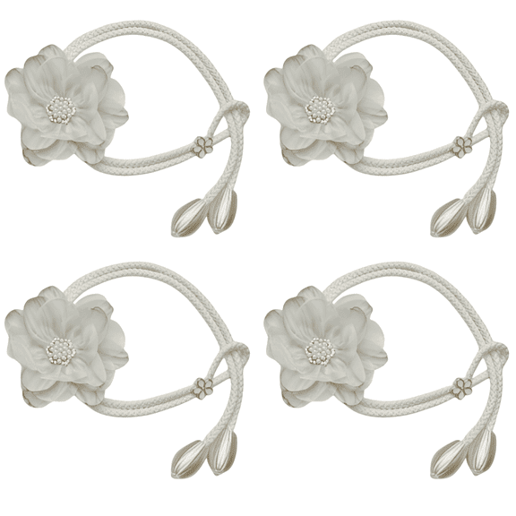 Set of 4 Green Lotus Flower Curtain Tiebacks Holdbacks, Decorative Curtain Holders for Summer Bedroom Window Decor