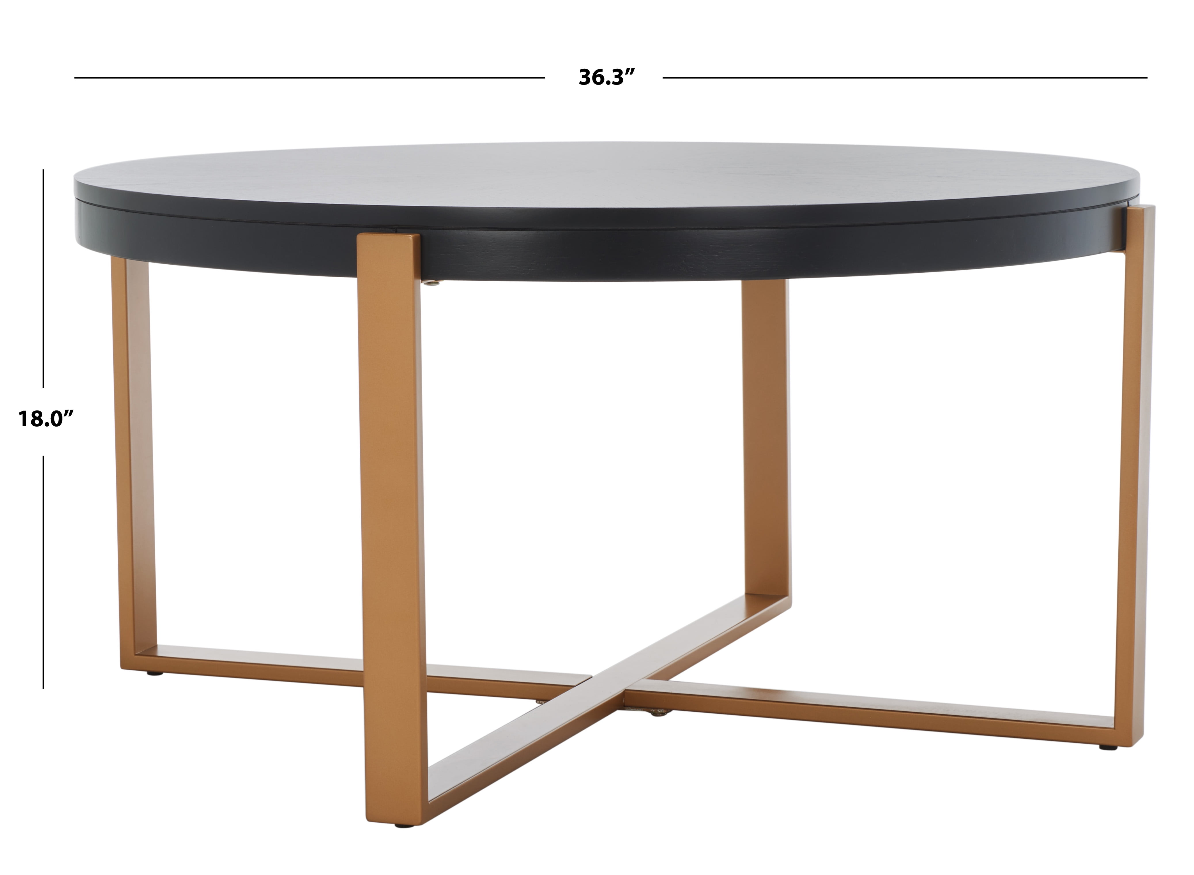 SAFAVIEH Navya Round Coffee Table, Black Top/Gold Legs