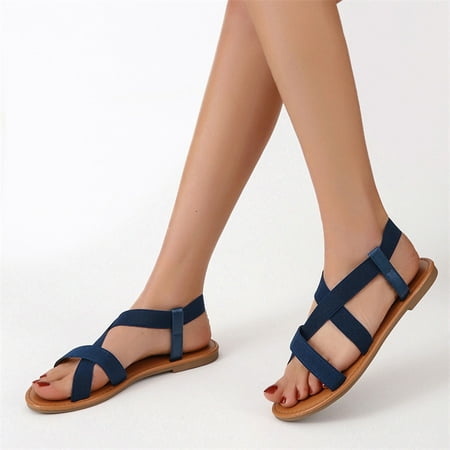 

Hvyes Women s Open Toes Ankle Strap Flat Sandals Summer Casual Dressy Cute Flat Sandals Elegant One Band Strappy Shoes Size 7