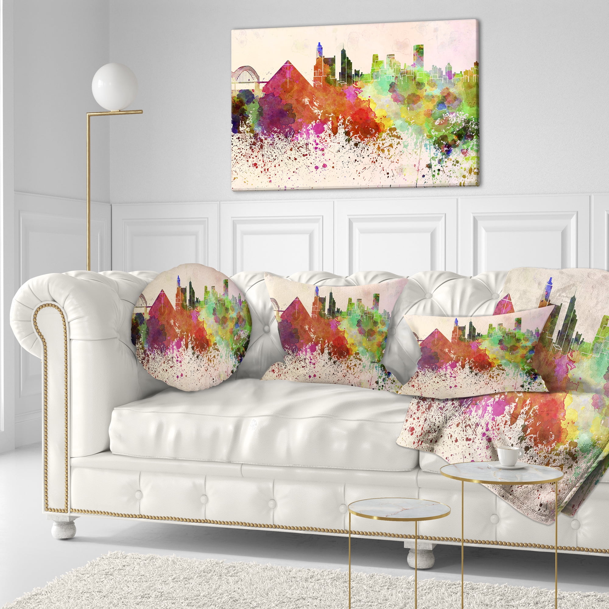 Designart Memphis Skyline - Cityscape Throw Pillow - 12x20