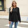 thumbnail image 4 of Camisas de Larga para Mujer, Moda Otoño 2025, Camisas Formales Informales, Blusas Tipo Túnica Plisadas con Cuello Redondo. Negro XL, 4 of 10