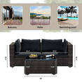 thumbnail image 3 of Grezone 3 Pieces Patio Furniture Set, All Weather Outdoor Sectional PE Rattan, Patio Conversation Sets with Cushions and Glass Coffee Table for Garden Lawn Balcony Porch Deck, Black, 3 of 6