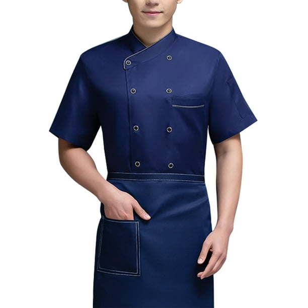 Uniforme de Chef Toystoory Chaqueta Manga Corta Doble Botonadura Azul L