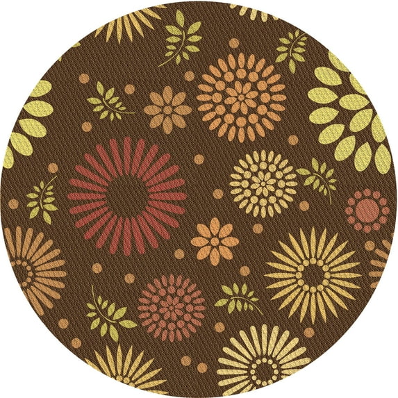 Ahgly Company Indoor Round Patterned Blood Night Red Area Rugs, 6' Round