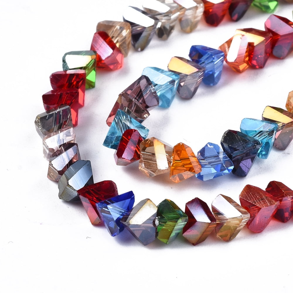 20 Strand Electroplate Glass Beads Strands Triangle Mixed Color 3.5x6x4.5mm Hole: 1mm about 100pcs/strand 13.39''(34cm)DIY