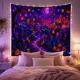 thumbnail image 2 of Fantastical Nocturnal Dominated With By Glowing Neon Colors, Spooky Gothic for Gothic Decor Fans, Dark Art Decor, Halloween Gift, Tapestry Wall Hanging for Bedroom and Dorm, 2 of 7