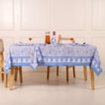 thumbnail image 4 of Hand Block Printed Table Cover - Exquisite Design, Premium Cotton Fabric, Perfect for Dining and Decor, Dining Table Linen Color Arctic Blue 8 Seater 90 Inches Round, 4 of 7