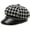 Grey, variant on CoCopeaunts Plaid Newsboy Cap for Women PU Leather Newsboy Hats Tweed 8 Panels Octagonal Hats with Metal Chain Decoration