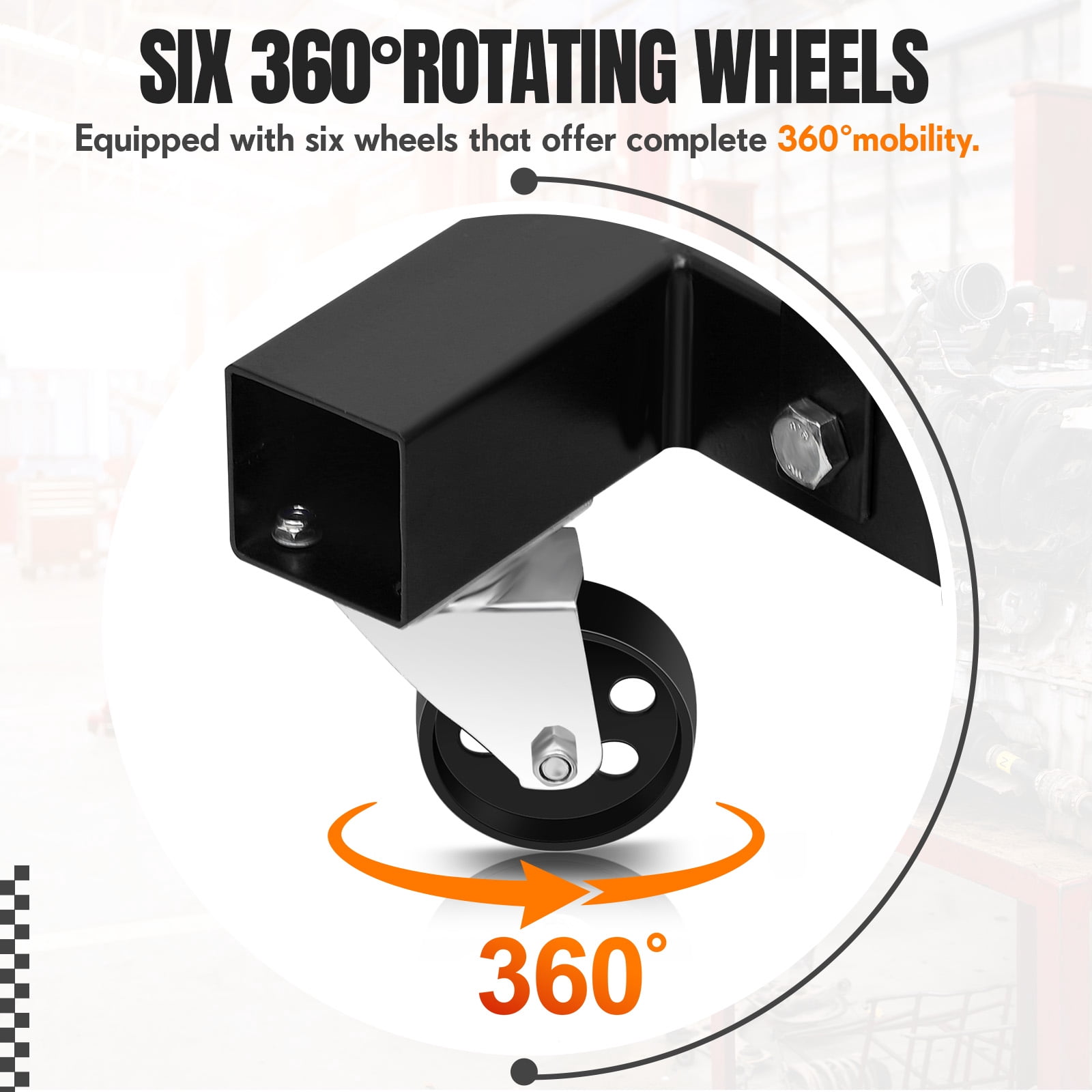 4400LBS Engine Hoist, Folding Hydraulic Hoists Cherry Picker, Heavy Duty Engine Crane Lifter, Orange,black,red,yellow