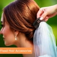 thumbnail image 2 of Women Hair Comb Accessories, Plastic Hair Side Combs, Twist Decorative Comb Clips for Women Bridal Wedding Veil Teeth(Black, Light Coffee, Dark Coffee), 6 Pcs, 2 of 8