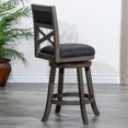 thumbnail image 3 of Cfowner 24" Counter Height X-Back Swivel Stool, Weathered Gray Finish, Charcoal Fabric Seat, 3 of 6