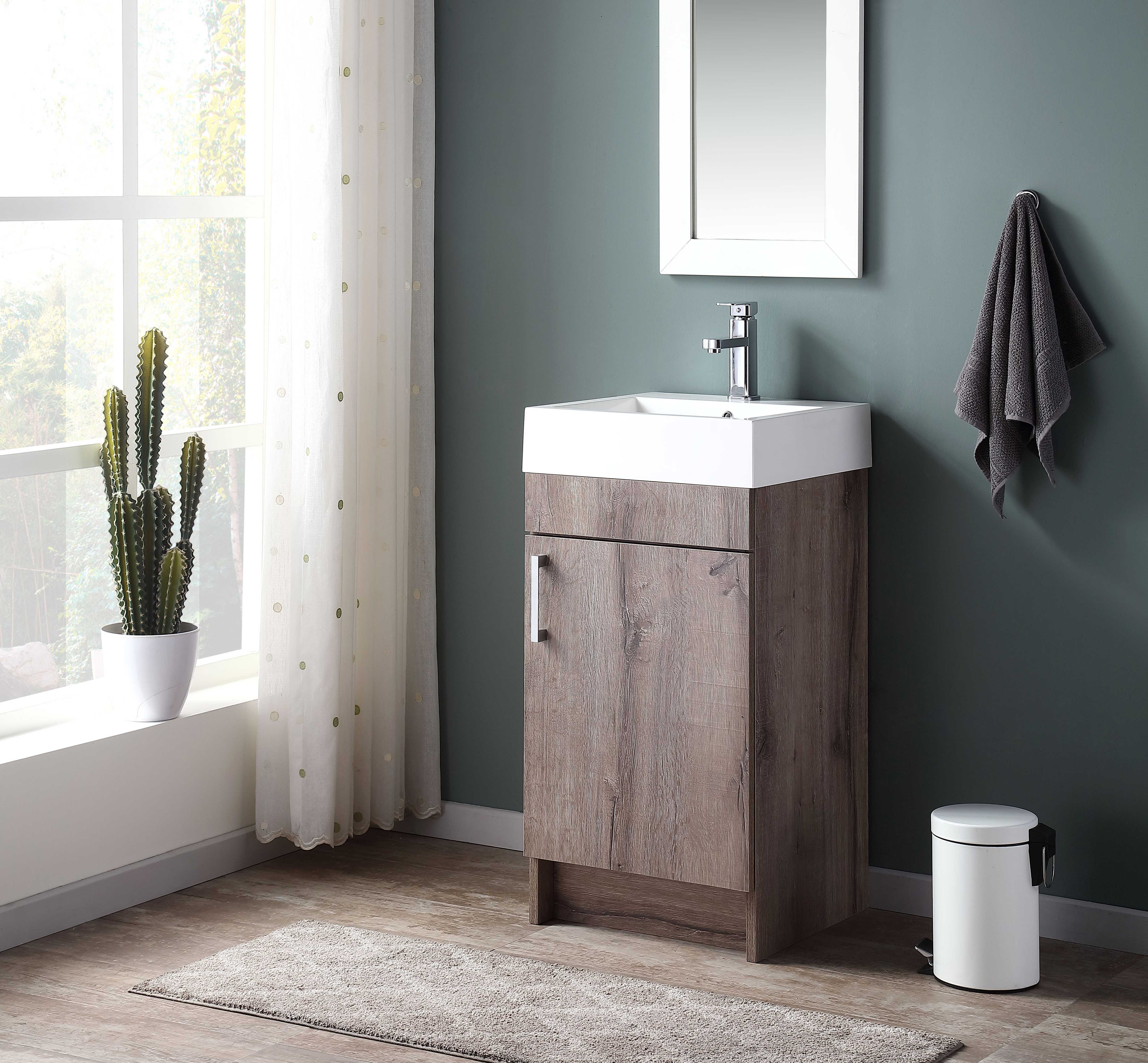 Mainstays Farmhouse 17.75 Inch Rustic Grey Single Sink Bathroom Vanity with Top, Assembly Required - image 3 of 16