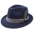 thumbnail image 2 of Wxolcjlv Feather Decor Fedora Hat for Men Green Ribbon Band Wide Brim Headwear, 2 of 3