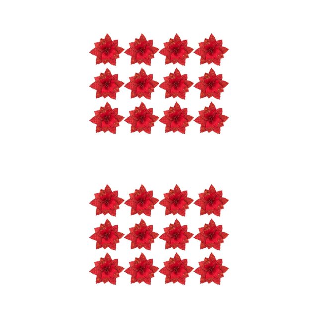 Matsuzay 12 piezas de adornos navideños para el hogar exquisitos y realistas de tela, hechos con flores de imitación navideñas confiables, rojo 2Conjunto