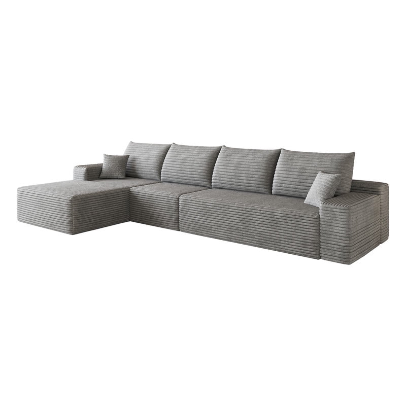 135" Cloud Sectional Sofa with Left Facing Chaise, Modern Modular Deep Seat Couch, Plush Corduroy Upholstered Sofa for Living Room, Bedroom, Apartment, No Assembly Required