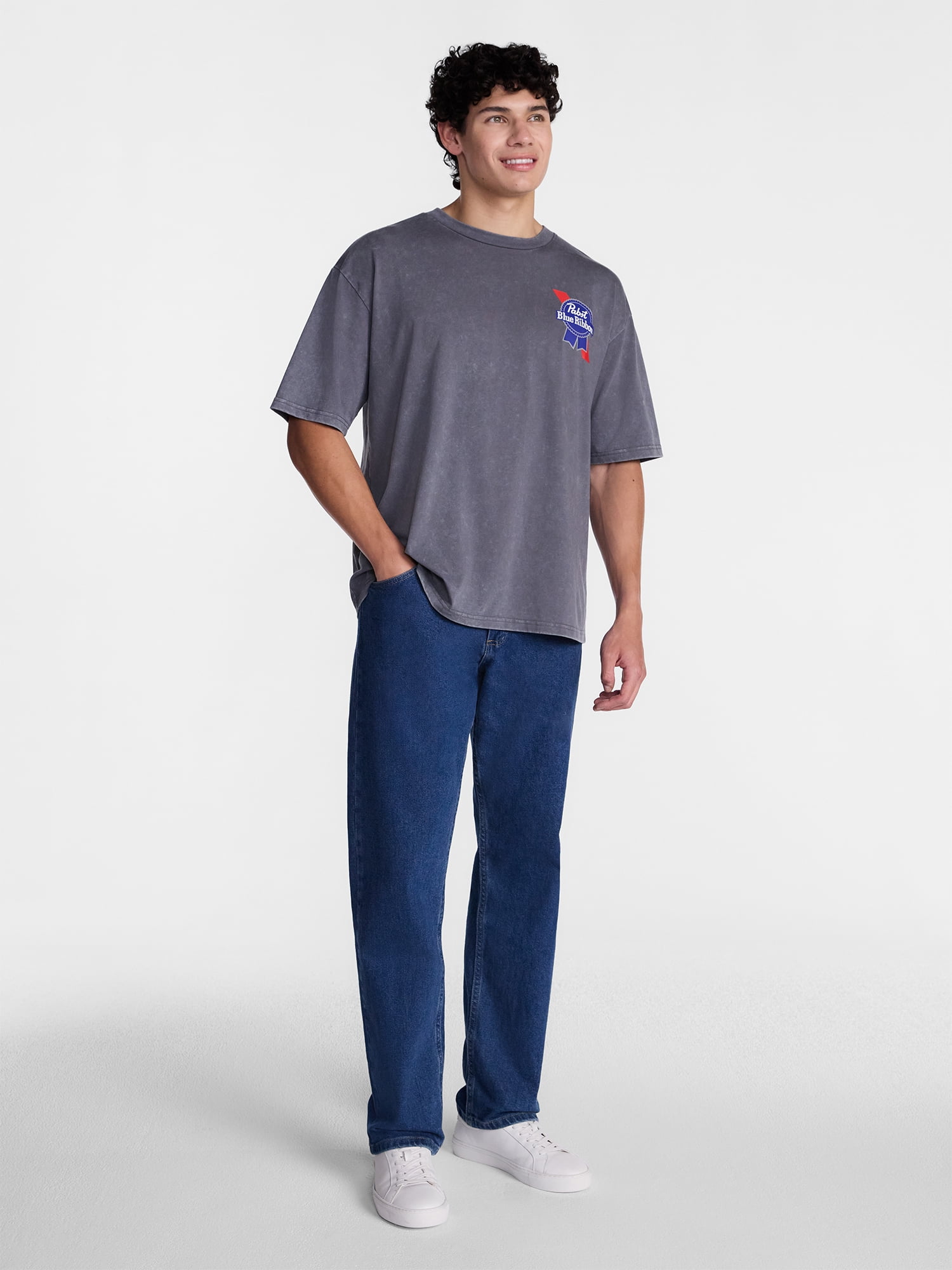 Pabst Blue Ribbon Ghost Men's Halloween Front and Back Graphic Tee, Sizes XS-5XL