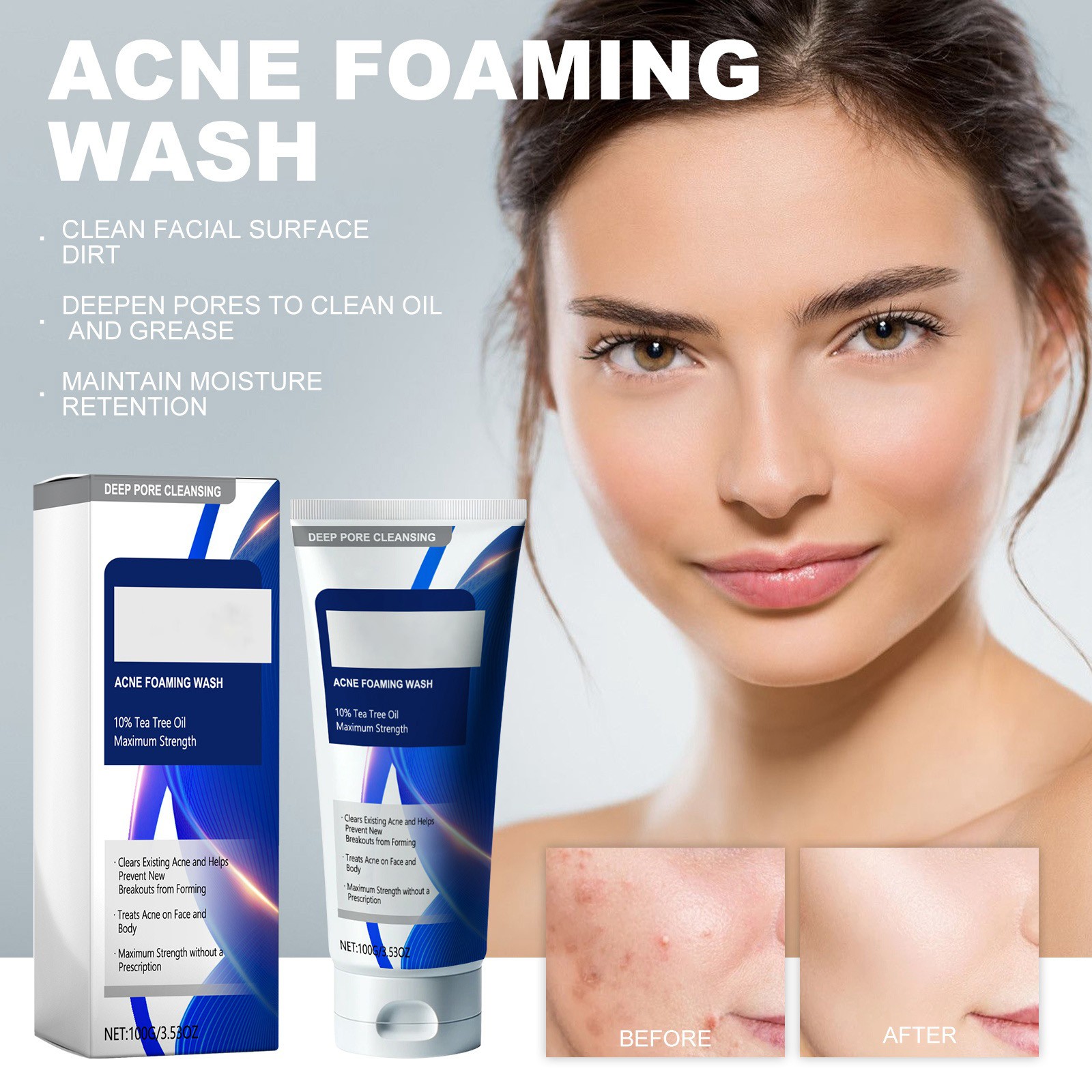 WIQUOKETT Pimple Clearing Foaming Face Wash with Salicylic for Deep ...
