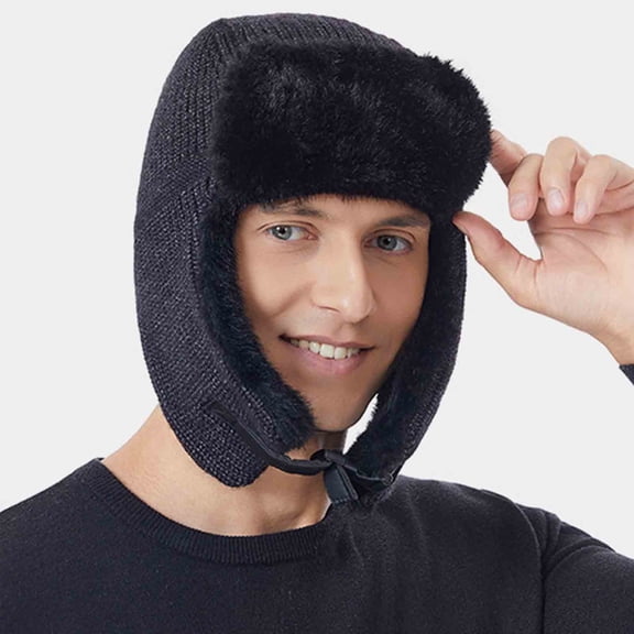 RongHuan Trapper Hat for Men Women Outdoor Ski Cap with Ear Flaps Solid Color Warm Windproof Hats