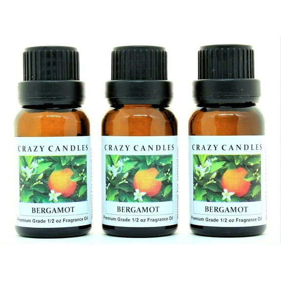 Crazy Candles Bergamot 3 Bottles 1/2 FL Oz Each (15ml) Premium Grade Scented Fragrance Oil Made in USA