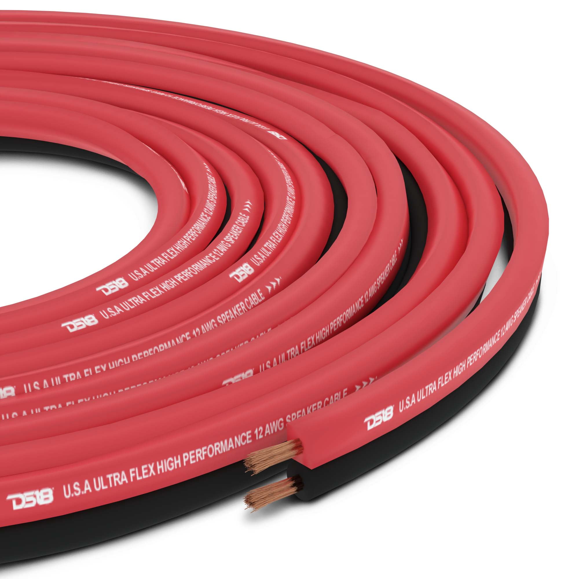500 Ft 12 Gauge AWG Speaker Wire Car Audio 500' Black Red Zip Wire DS18 Spool