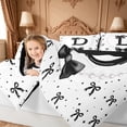 thumbnail image 4 of meiyoeat Women Pearl Necklace 7 Pieces Full Size Bedding Sets For Kids,Black Ribbon Letter Print D Full Size Bed in a Bag,Black Reversible, 4 of 7