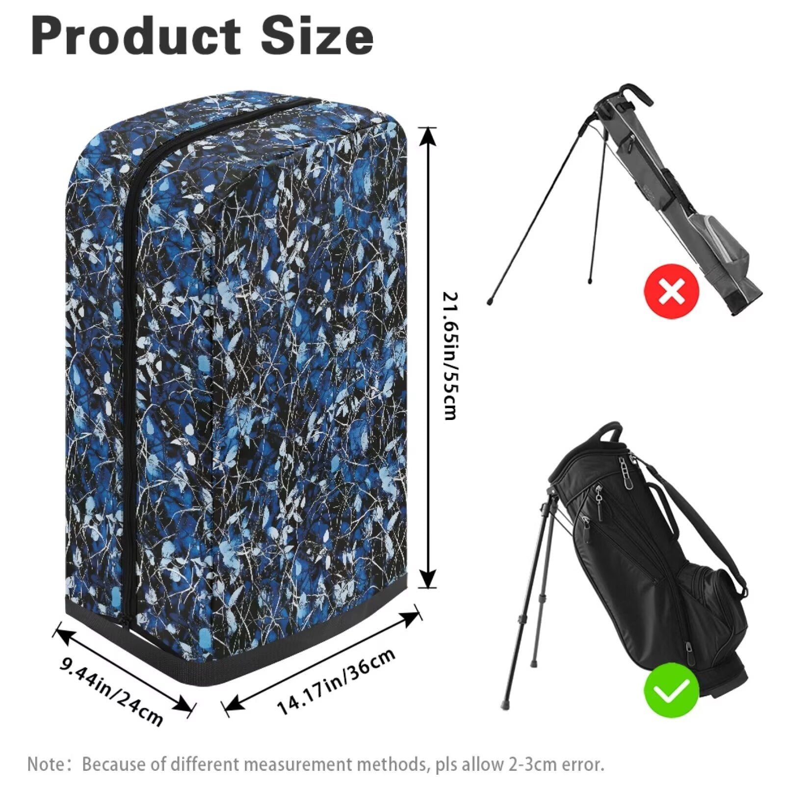 Chririnla Blue Hunting Camouflage Golf Bag Dust Cover Lightweight Dust Hood with Zipper Universal Fit for Most Golf Bags Golf Club Accessories