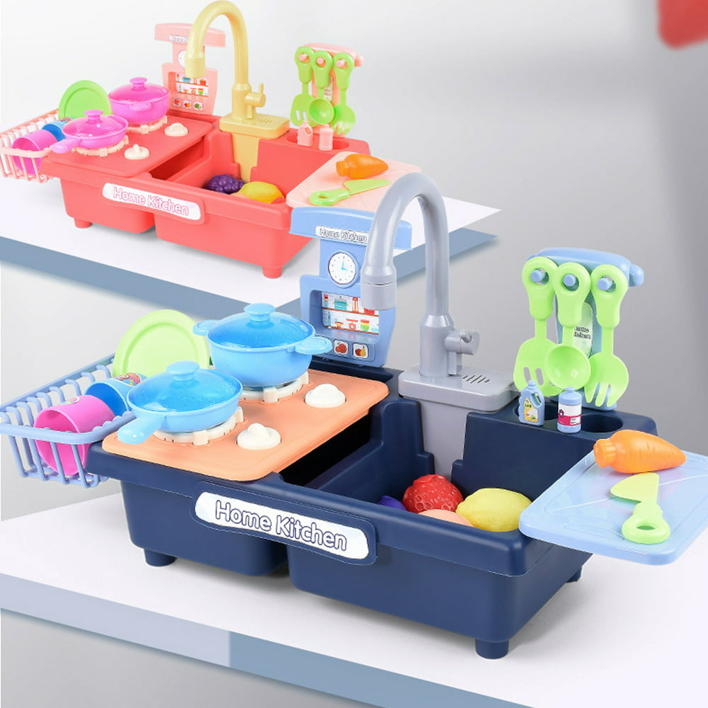 Pretend Play Kitchen Sink Toys, Dish Rack , Tableware Accessories for Toddlers Kids, Pretend