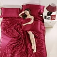 thumbnail image 3 of Kanak Bedding 7 Piece All Season - Satin Comforter Set (Comforter + Flat Sheet + Fitted Sheet 19'' + 4 Pillowcases) 600 GSM Comforter Sheet Set Wrinkle Fade Free for All Seasons(Queen Size, Burgundy), 3 of 3