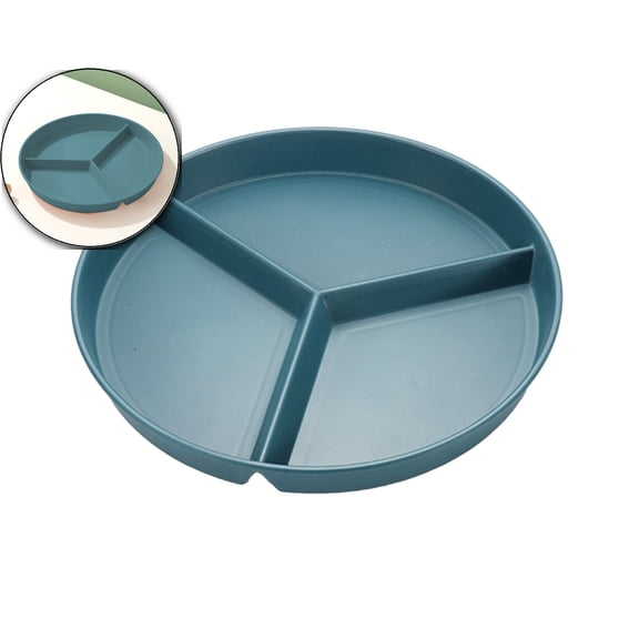 10 Inch Diameter Plastic Three Grids Circular Dining Plates Thickened Heat-resistants Household Breakfast Fruit Plates