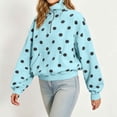 thumbnail image 5 of Erwazi Womens Sweatshirt Polka Dot Half Zip Collared Hooded Fleece Cropped Oversized Pullover Daily Casual Tops with Pocket, 5 of 9