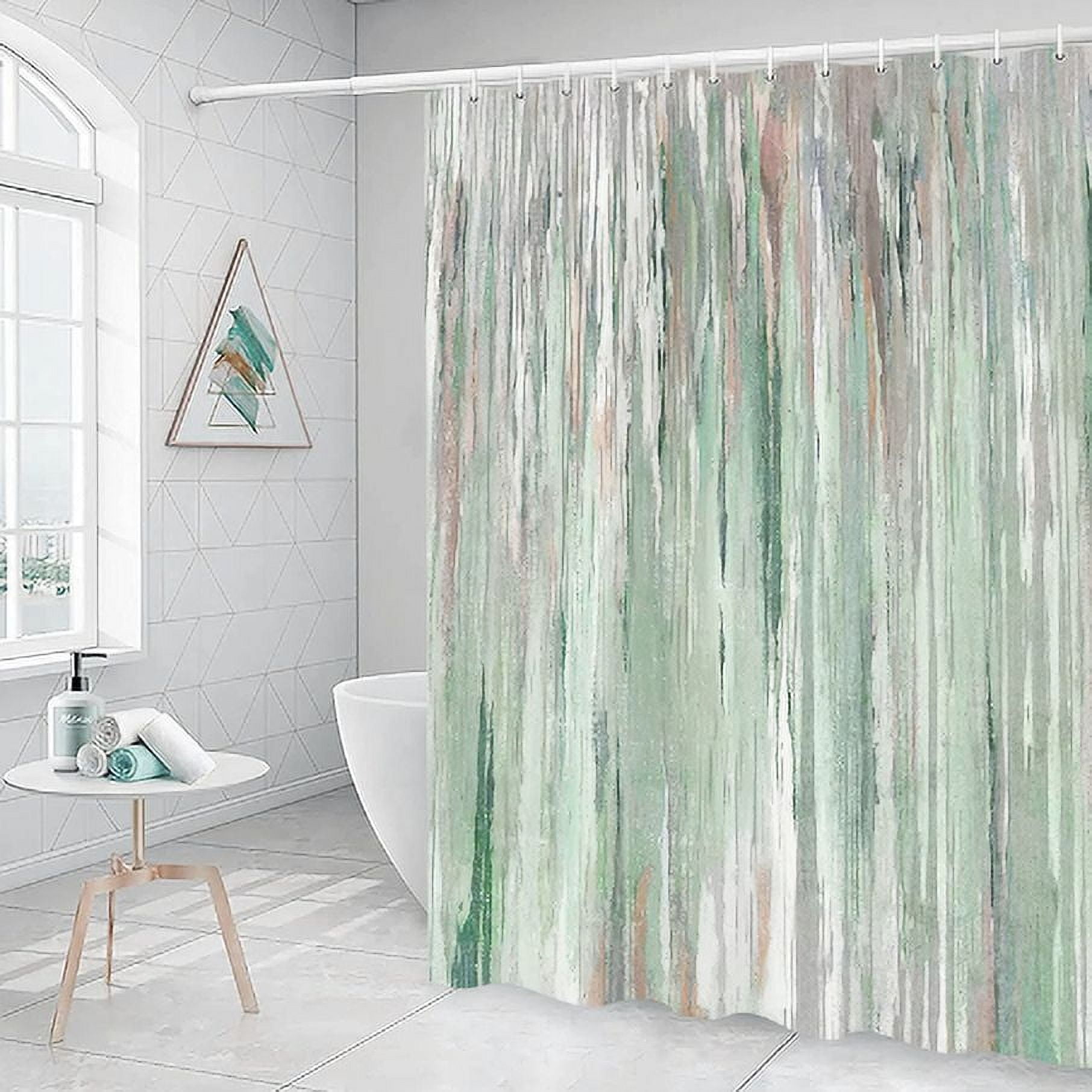Abstract Shower Curtain, Modern Aesthetic Stripe Shower Curtain Sets With 12 Hooks For Bathtub Bathroom Gray Yellow Contemporary Abstract Painting Fabric