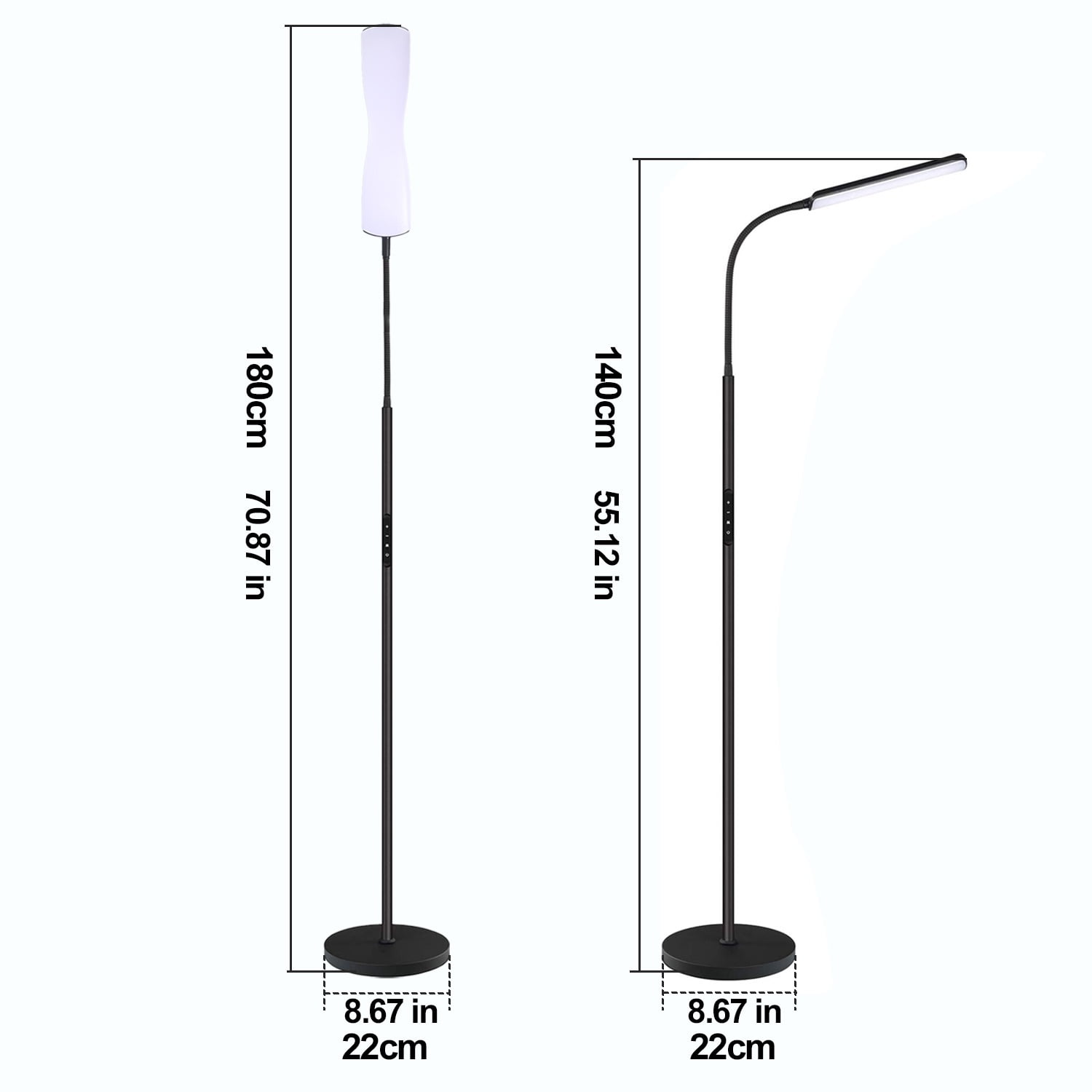 Govvep LED Floor Lamp with Flexible Gooseneck and Touch Sensor with Remote Control for Living Room, Bedroom, Office