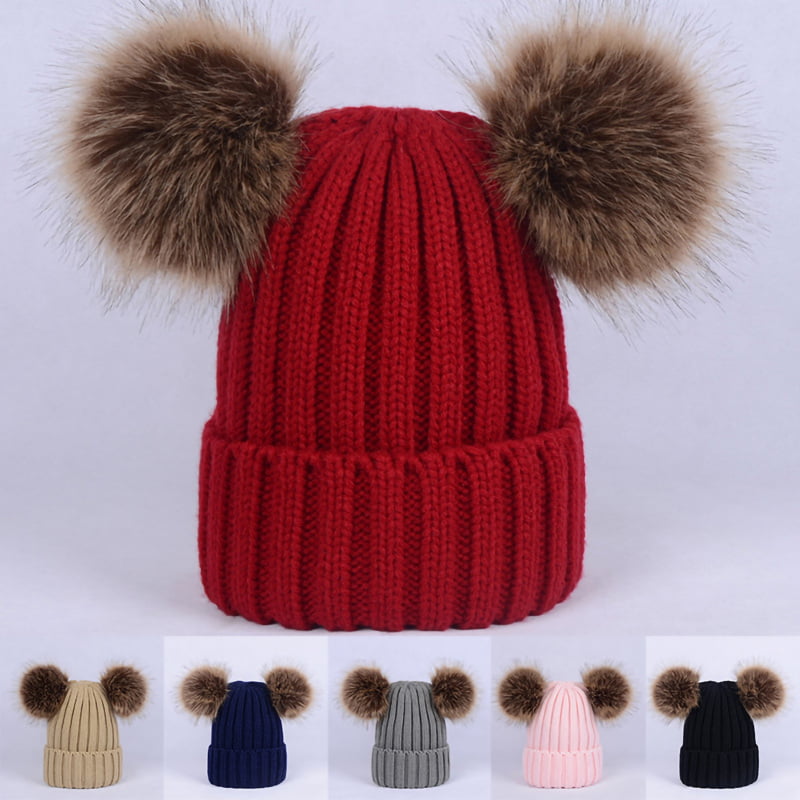 naturlig Distrahere en sælger Jiameiyue Child Hat Solid Color Plush Balls Autumn Winter Fluffy Pompoms  Beanie Cap for Outdoor - Walmart.com