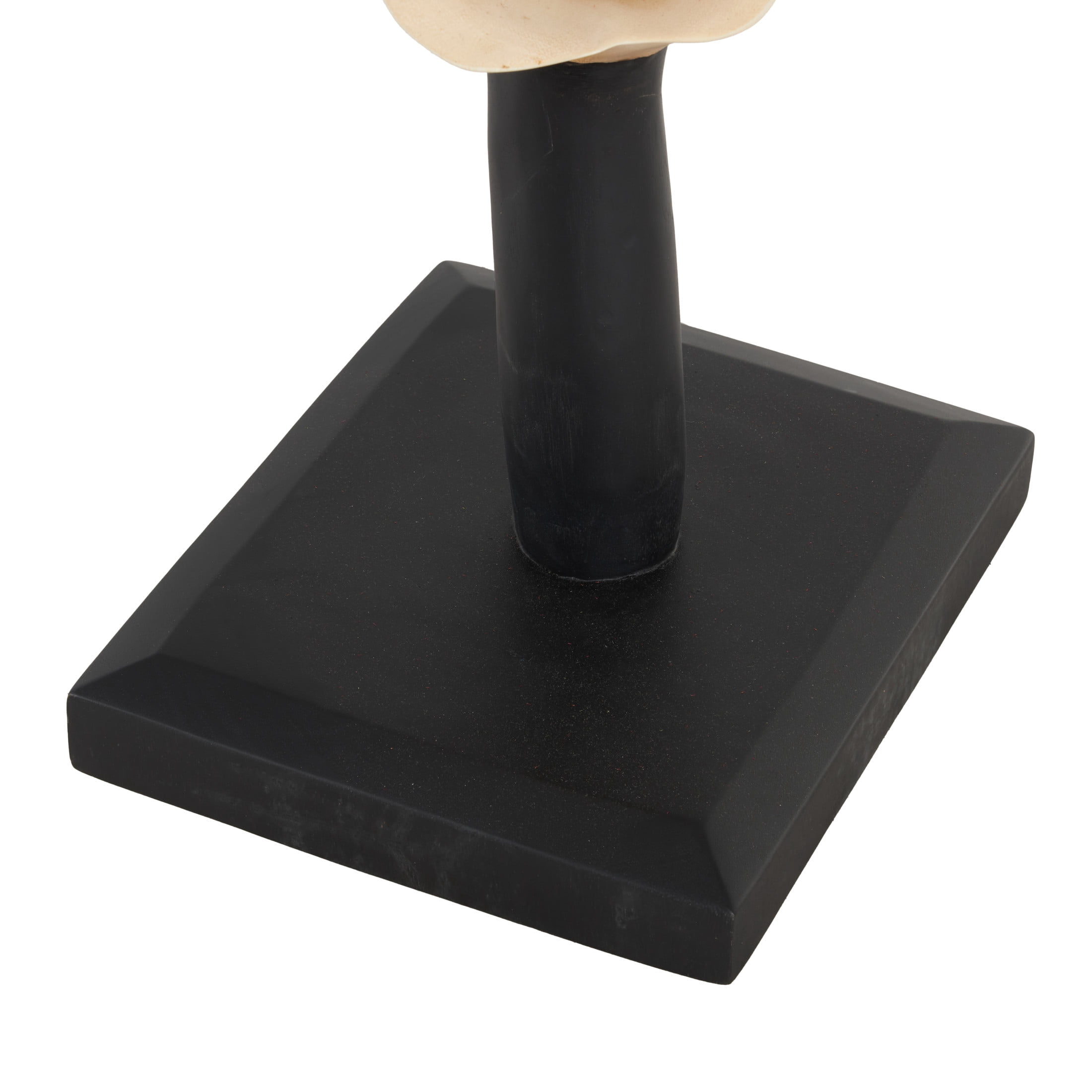 12" x 40" Cream Suar Wood Handmade Live Edge Intertwined Abstract Sculpture with Black Square Base, by DecMode