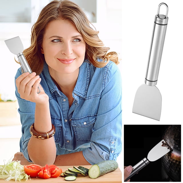 Stainless Steel Multipurpose Deicing Shovel | Thickened Flat Scraper | Heavy-Duty Volute Blade | Refrigerator Defrosting & Kitchen Cleaning Tool | Hook for Storage | 1 Piece
