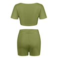 thumbnail image 1 of Femmes Home Fashion Short Taille Élastique Solide Deux Pièces Survêtement Ensembles, 1 of 9