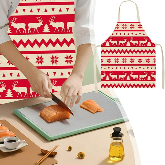 Mouliraty Christmas Classic Holiday Linen Apron