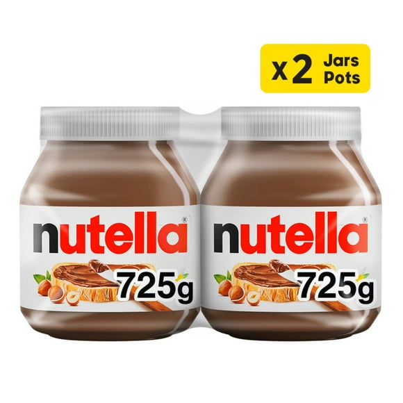 Pâte à tartiner au chocolat et aux noisettes Nutella, garniture parfaite pour les crêpes, 2 paquets 725g x 2