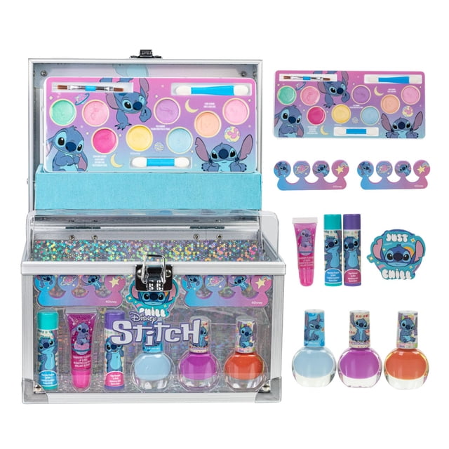Stitch Conjunto de belleza de la caja de tren, Kit de maquillaje para niños para niñas niños, Conjunto de maquillaje lavable, Juega maquillaje, Favor de fiesta, Cumple