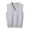 thumbnail image 2 of Oksale Sleeveless Sweaters for Women Casual V Neck Sweater Vest Trendy Jumper Solid Color Knit Soft Tops Warm Comfortable Knitwears Gray S, 2 of 7