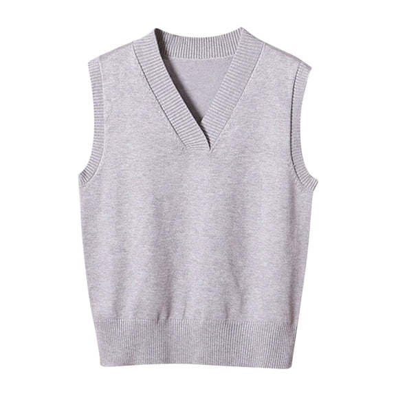Women’s Sweater Vest V Neck JK Uniform Kint Vests Solid Classic Sleeveless Pullover Sweaters Tops