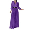 thumbnail image 3 of QATAINLAV Women's Sequin Splicing Wide Leg Jumpsuit Loose Long Sleeve V Neck Overalls Fashion Glitter One Piece Rompers Elegant Evening Party Outfits Dark Blue XXL Todays Daily Sales, 3 of 6