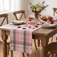 thumbnail image 2 of Sm:)e Pink Grey Farmhouse Plaid Spring Valentine Table Runner 13x72 Inch, Valentine Winter Rustic Holiday Check Kitchen Dining Table Decor, 2 of 7