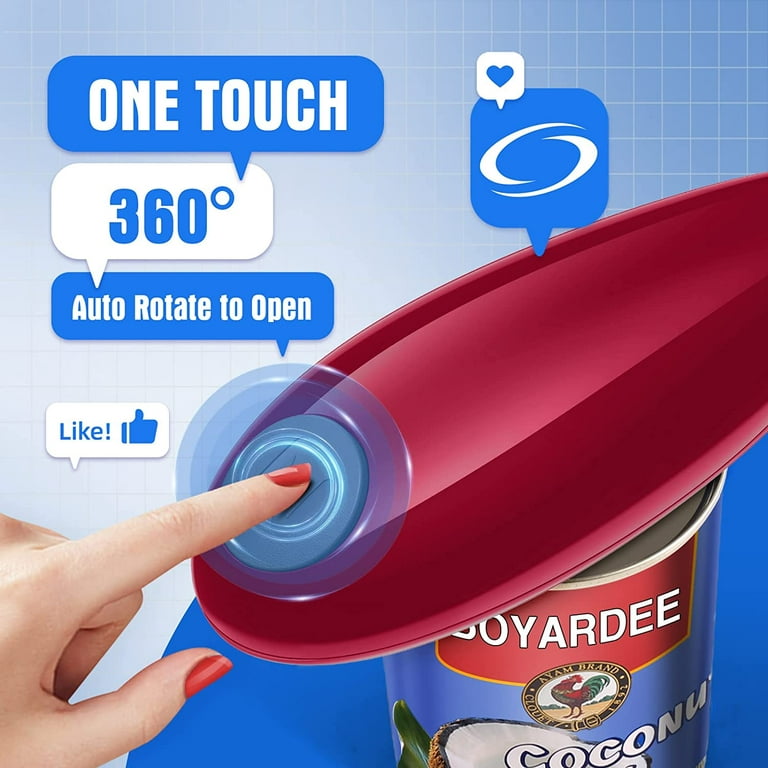Electric Can Opener, One Touch Battery Operated Automatic Can Opener,  Smooth No Sharp Edges Can Opener for any Size Can, Hand Free Can Opener,  Best Kitchen Gadget for Chefs, Arthritis and Seniors 