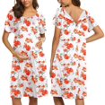 thumbnail image 5 of Ekouaer Womens, Nightgown Nightshirt, Short sleeve, Labor & Delivery Maternity button down nursing Gown for breastfeeding, 5 of 6