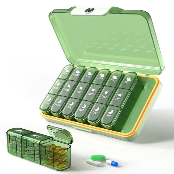Weekly Pill Organizer 3 Times a Day, 7 Day Pill Box with Detachable Daily Boxes