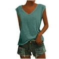 thumbnail image 2 of BadyminCSL Womens Plus Size Clearance Ladies Blouses Tops Shorts Clearance, Womens Casual Loose Soft Cap Sleeve Solid Color T-Shirt Blouse Tops, 2 of 9